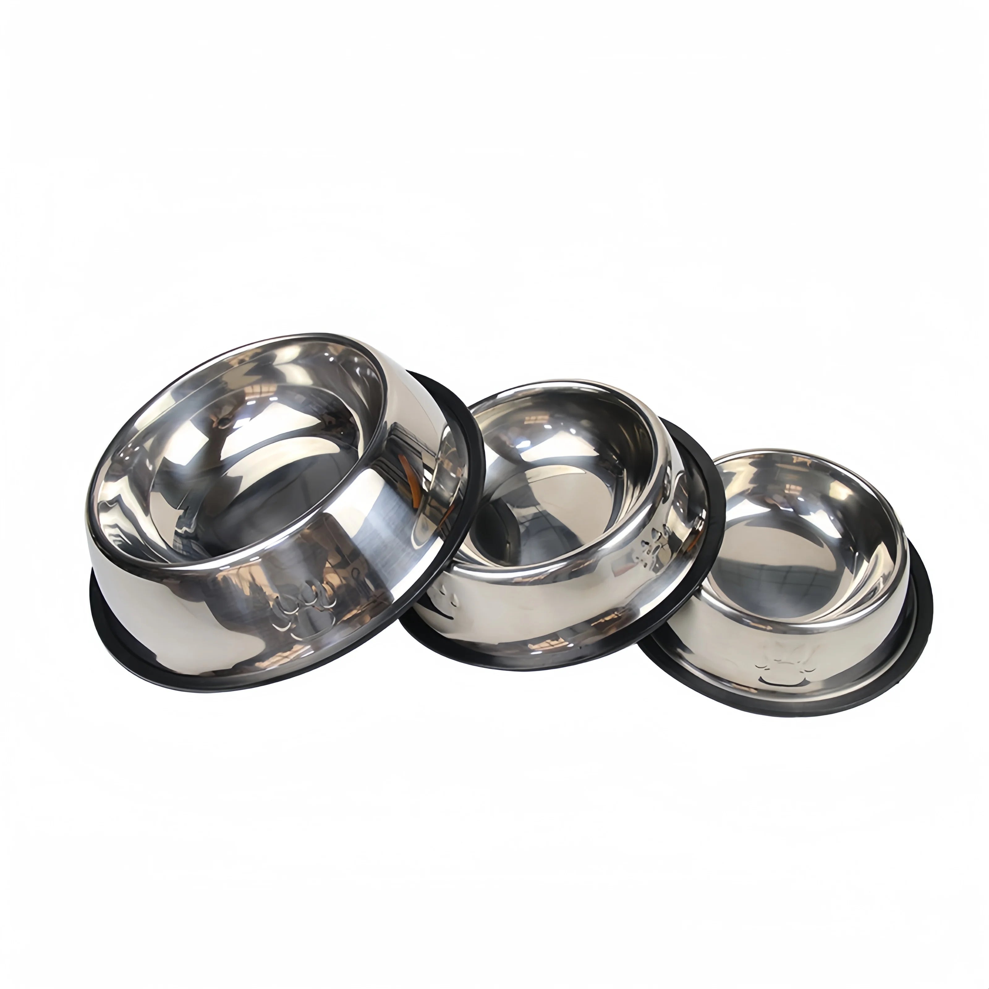 Pet Dog Cat Stainless Steel Bowl Pet Feeding Bowl Cat and Dog Drinking Bowl Metal Feeder Bowl Durable Easy to Clean Pet Supplies