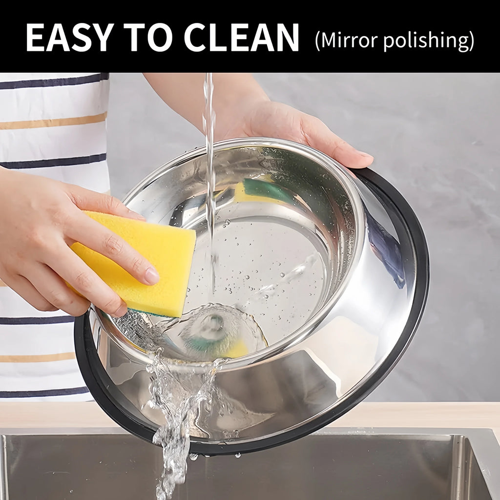 Pet Dog Cat Stainless Steel Bowl Pet Feeding Bowl Cat and Dog Drinking Bowl Metal Feeder Bowl Durable Easy to Clean Pet Supplies