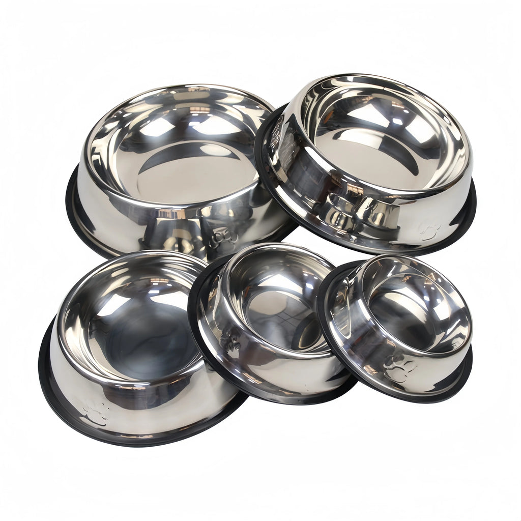 Pet Dog Cat Stainless Steel Bowl Pet Feeding Bowl Cat and Dog Drinking Bowl Metal Feeder Bowl Durable Easy to Clean Pet Supplies