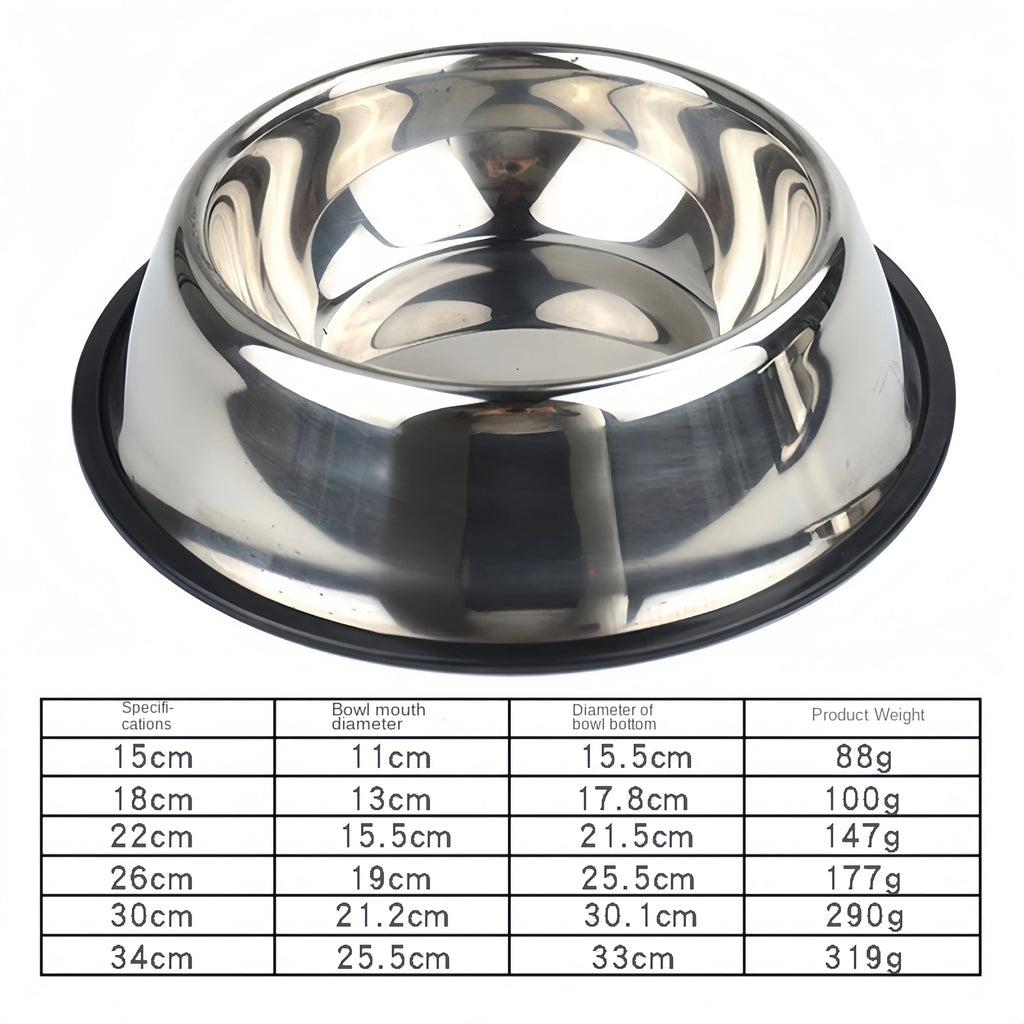 Pet Dog Cat Stainless Steel Bowl Pet Feeding Bowl Cat and Dog Drinking Bowl Metal Feeder Bowl Durable Easy to Clean Pet Supplies